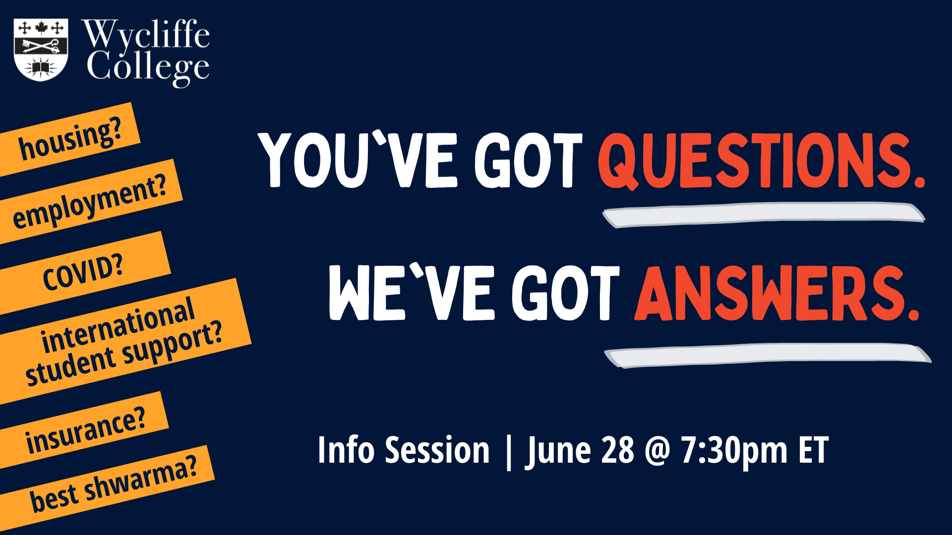 Wycliffe College Info Session on Jun 28 at 7:30 p.m. EST ""