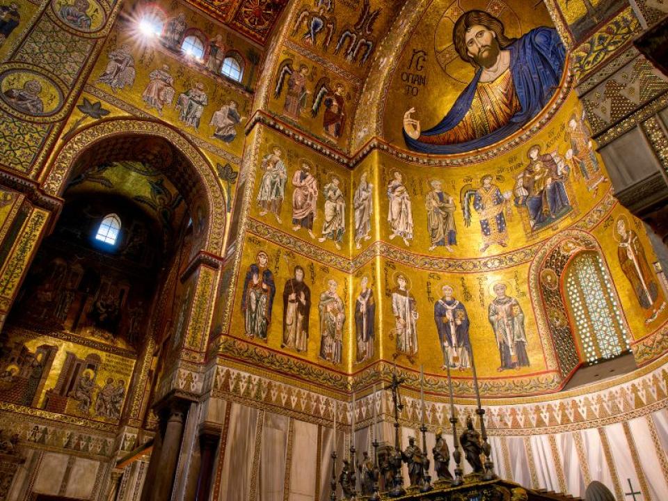 interior nove of the cathedral of Monreale in Italy