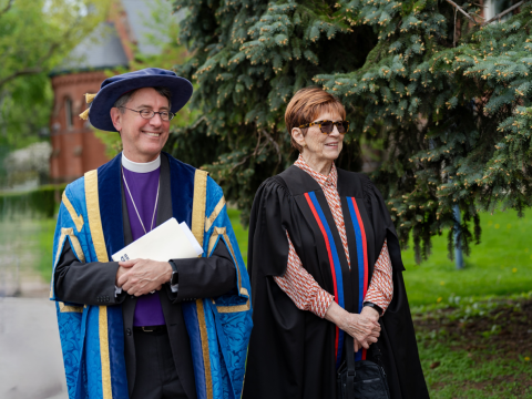 Convocation 2024 Procession_Principal Bishop Stephen Andrews and Board Chair Carol Boettcher