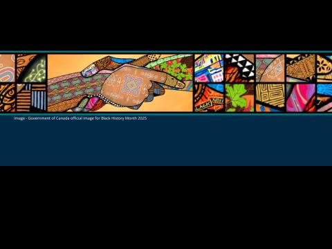 Collage or quilt of different multicoloured squares for Black History Month 2025