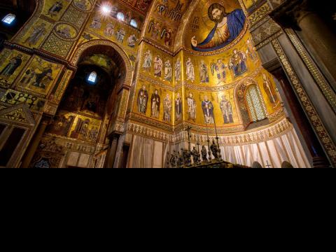interior nove of the cathedral of Monreale in Italy
