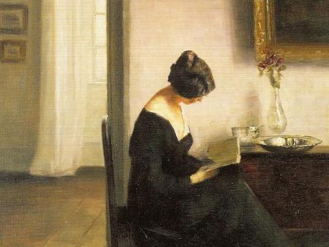 Woman Reading in an Interior cropped