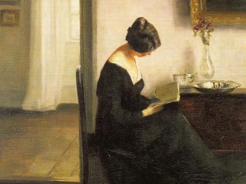 Woman Reading in an Interior cropped