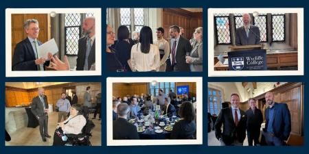 Ethics gatherings: collage of photos of people at the event in the Great Hall