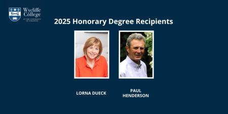 Headshots of 2025 honorands against Wycliffe Ribbon Blue background