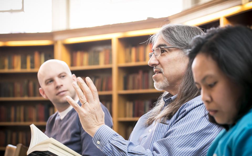 Diverse wycliffe students discuss in class