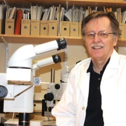 Denis Lamoureux with scientific implements