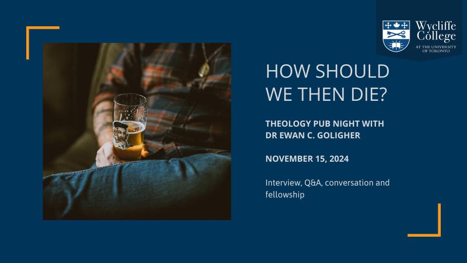 Nov 2024 Theology Pub Night with Dr Evan Goligher: man with glass of cider on lap Nov 2024 Theology Pub Night with Dr Evan Goligher: man with glass of cider on lap